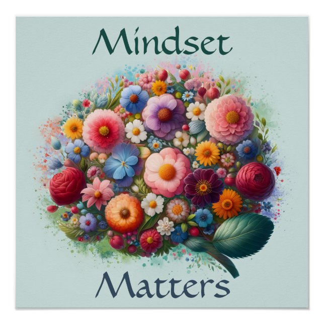 Mindset Matters Inspirational Mental Health Art  Poster (Front)