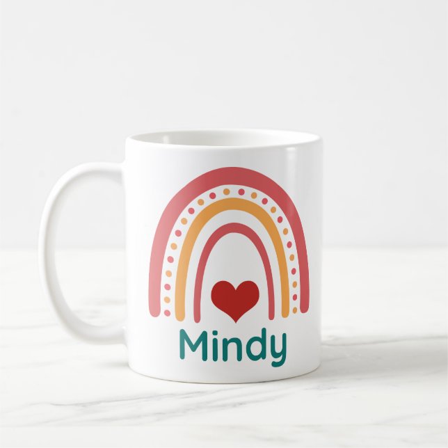 Mindy Vintage Boho Rainbow Coffee Mug (Left)