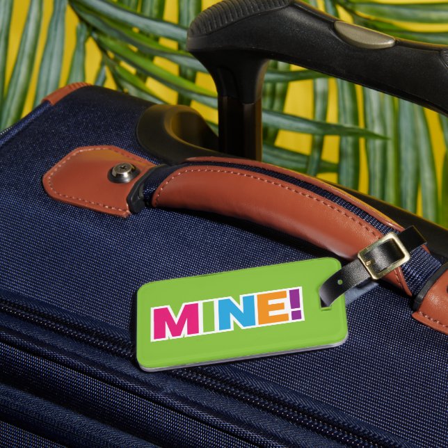 MINE! - Colourful Personalised Luggage Tag (Front Insitu 3)