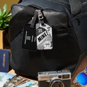 MINE! girl's black grey volleyball team colours Luggage Tag