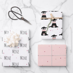 "Mine Mine Mine" Crazy Cute Cow Love Wrapping Paper Sheet