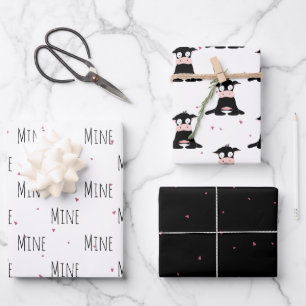 "Mine Mine Mine" Crazy Cute Cow Love Wrapping Paper Sheet