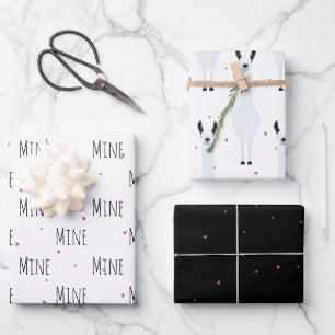 "Mine Mine Mine" Crazy Cute Llama Love Wrapping Paper Sheet