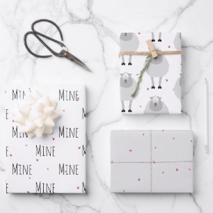 "Mine Mine Mine" Crazy Cute Sheep Love Wrapping Paper Sheet