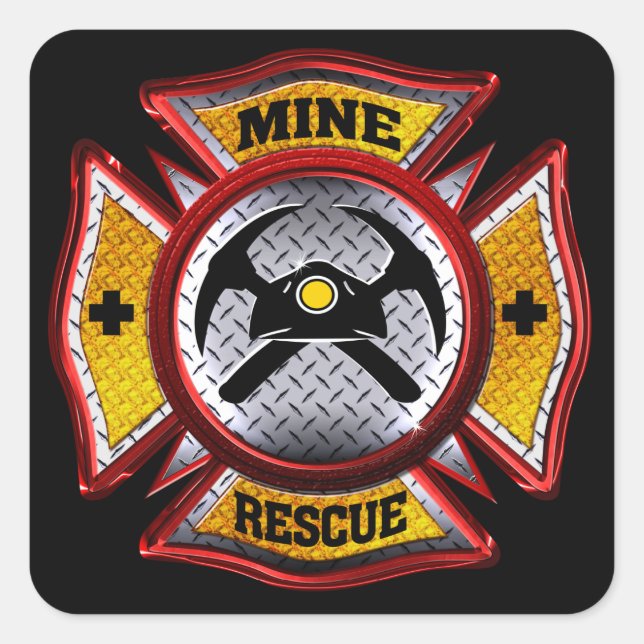 MINE RESCUE SQUARE STICKER (Front)