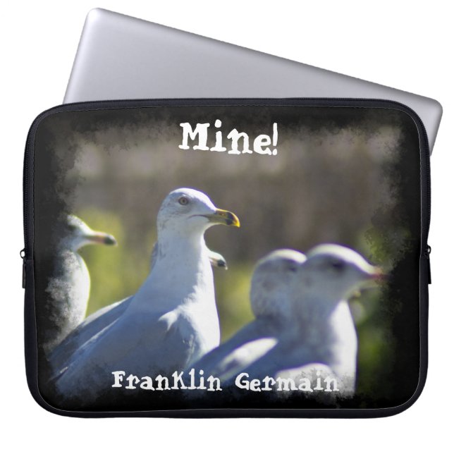 Mine! Seagull on a Rail Black Edge Laptop Sleeve (Front)