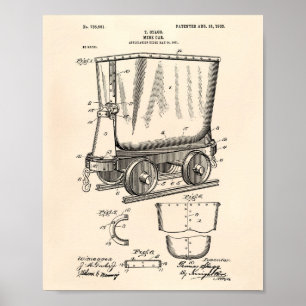 Mine Trolley 1903 Patent Art Old Peper Poster