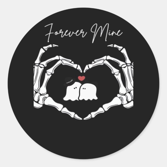 Mine, Valentines Day Classic - Skeleton Hands Hear Classic Round Sticker (Front)