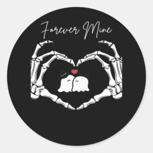 Mine, Valentines Day Classic - Skeleton Hands Hear Round Sticker