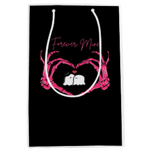 Mine Valentines Day Classic Skeleton Hands Hearts  Medium Gift Bag