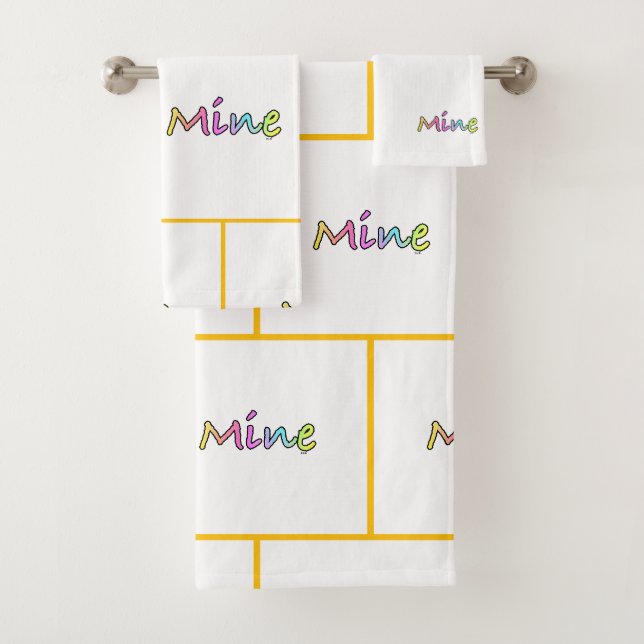 Mine Yellow Grid  Bath Towel Set (Insitu)