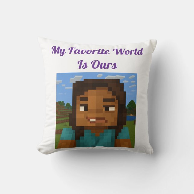 Minecraft-Inspired Gamer Pillow | Pixel Art Couple (Front)