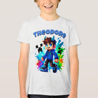 Minecrafter Custom Name, Blue Minecraft Gamer Tri-Blend Shirt