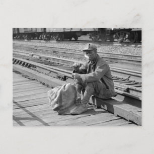 Miner in the Railyards, 1938 Postcard