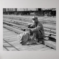 Miner in the Railyards, 1938. Vintage Photo
