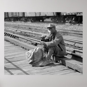 Miner in the Railyards, 1938. Vintage Photo Poster