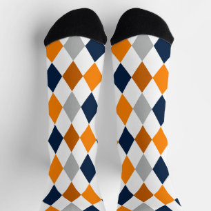 Miner Orange and Navy Argyle Pattern Socks