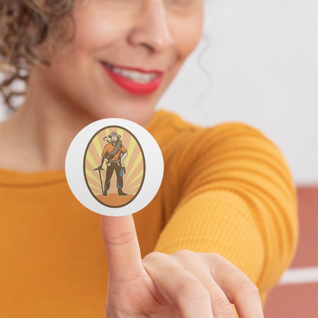 Miner Prospector Classic Round Sticker (Creator Uploaded)