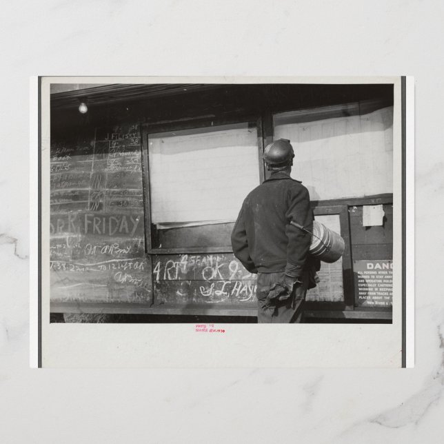 Miner Vintage Photo Foil Holiday Postcard (Front)