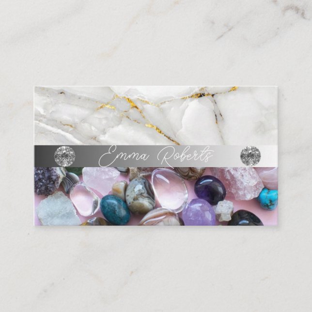 Mineral Amethyst Crystal Quartz Texture Business Card (Front)