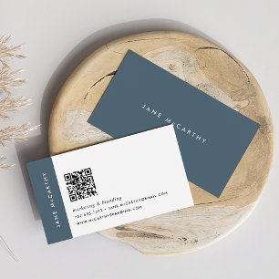 Mineral Blue   Modern Minimalist QR Code Business Card