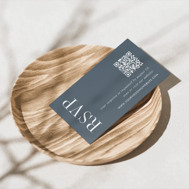 Mineral Blue Wedding QR Code RSVP Enclosure Card (Creator Uploaded)