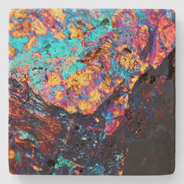 Mineral chalcopyrite gemstone crystal stone stone coaster (Front)