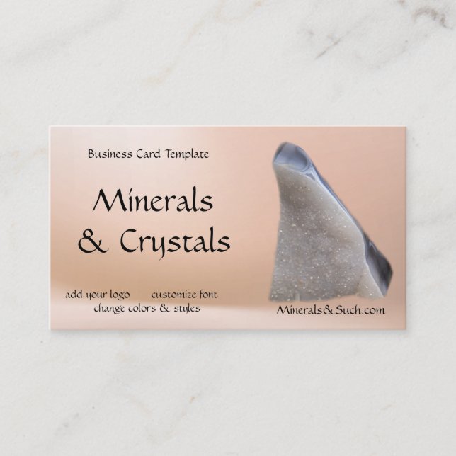 Mineral Geode Healing Crystals Business Card (Front)