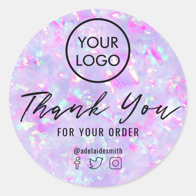 mineral opal texture thank you classic round sticker (Front)