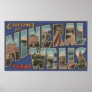 Mineral Wells, Texas - Large Letter Scenes Poster