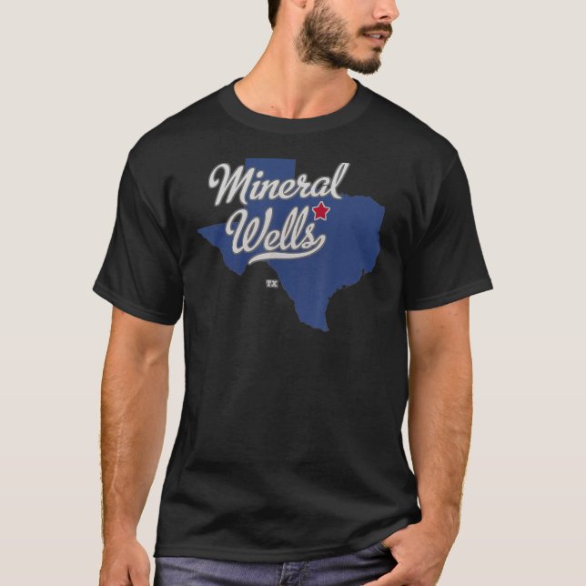 Mineral Wells Texas TX Map T-Shirt (Front)
