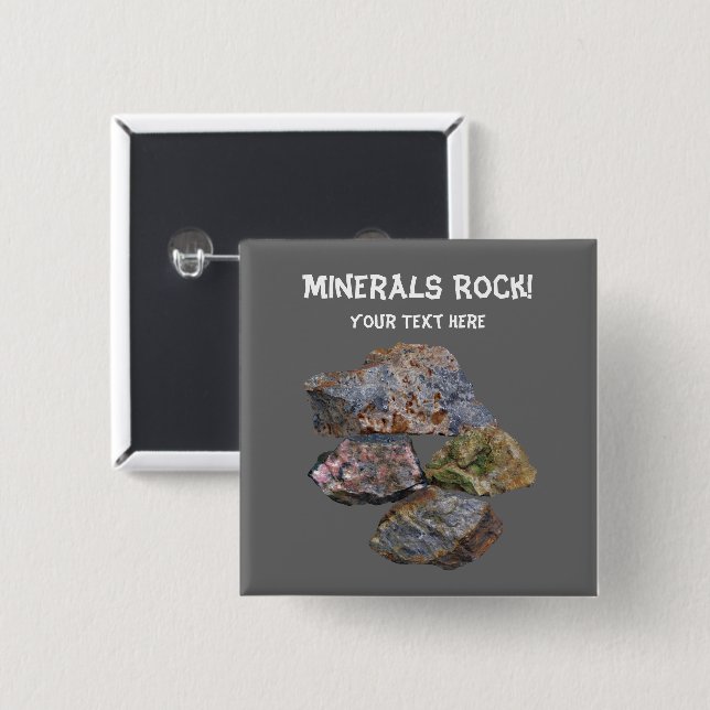 Minerals Rock Collectors Funny  15 Cm Square Badge (Front & Back)