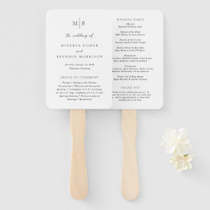Minerva Modern Elegant Wedding Program Hand Fan
