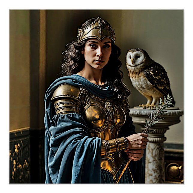 Minerva’s Silent Vigil - Roman Goddess Poster (Front)