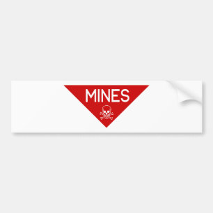 MINES SIGN SIGNAGE SYMBOL BUMPER STICKER