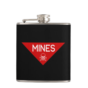 MINES SIGN   SIGNAGE   SYMBOL HIP FLASK