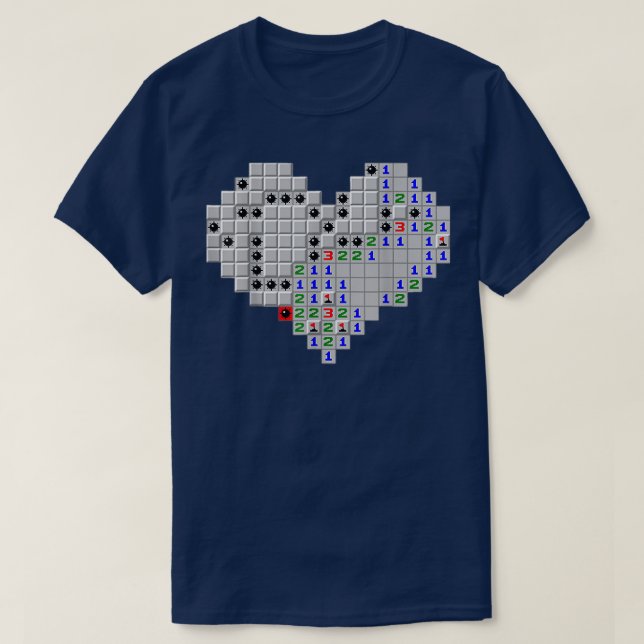 Minesweeper Heart Valentine's Day  T-Shirt (Design Front)