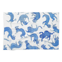 Ming Blue Floating Cats Kitchen Towel - Miao-Chi