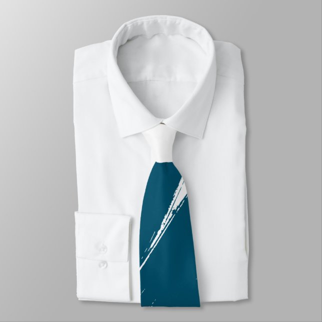 Ming Brush Modern White Background Tie (Tied)