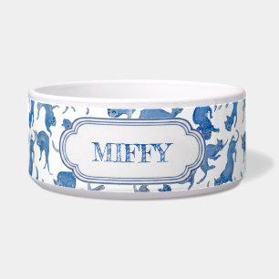 Ming Dynasty Blue & White Floating Cats Pet Bowl