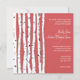 Ming Red Birch Tree Wedding Invitations