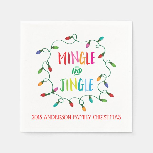 Mingle and Jingle Christmas Lights Napkin (Front)