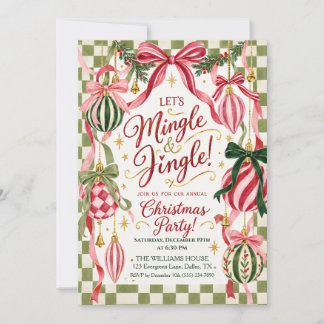 Mingle and Jingle Retro Christmas Party Invitation