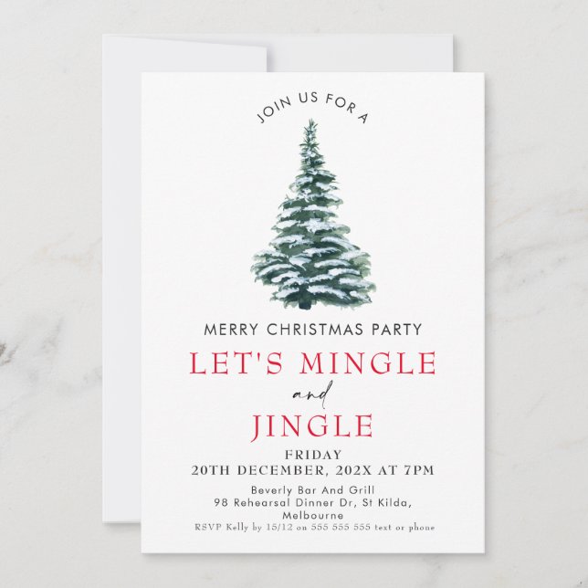 Mingle Jingle Christmas Tree Christmas Party  Invitation (Front)