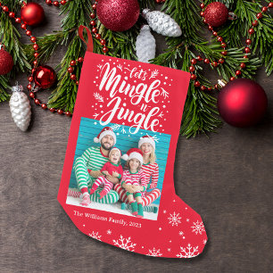 mingle & jingle colourful retro holiday chic photo small christmas stocking