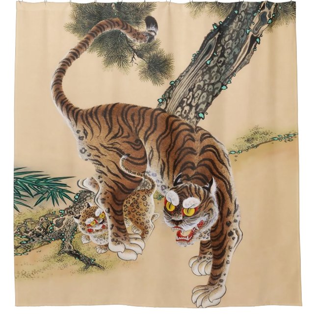 Minhwa Korean Ugly Tiger  Shower Curtain (Front)