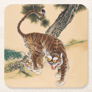 Minhwa Korean Ugly Tiger Square Paper Coaster