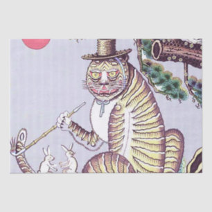 Minhwa Tiger with Rabbits and Pipe Tissue Paper