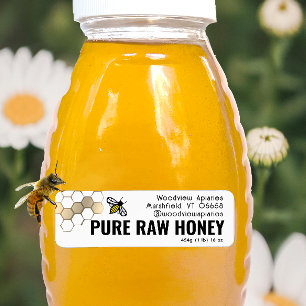 Mini 2.25” Honey Label Cute Bee & Gold Honeycomb 