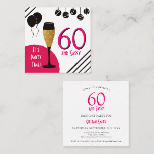 MINI   60 Sassy Artsy Pink Black Gold Invitation